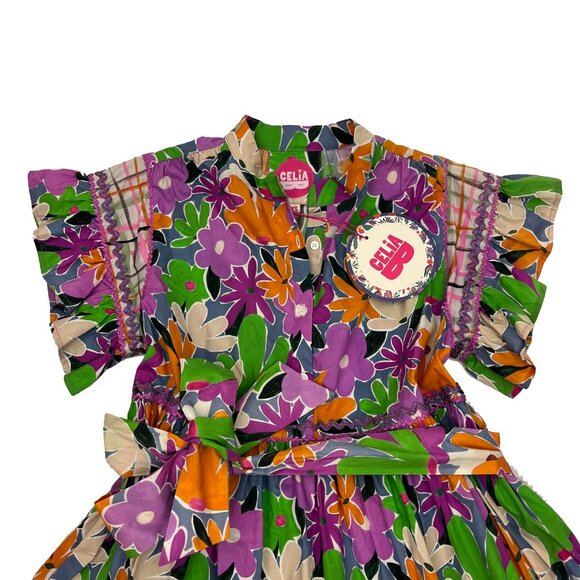 CELIA B Yvette Mini Flower Dress Flutter Sleeves Womens XS X-Small NWT New - Picture 3 of 4